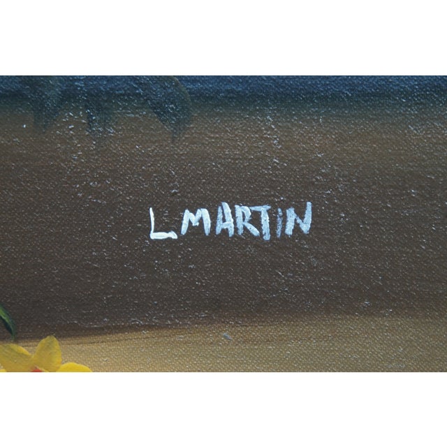 Late 20th Century Late 20th Century L. Martin Floral Botanical Still Life Bouquet of Flowers Oil Painting on Canvas, Framed For Sale - Image 5 of 11