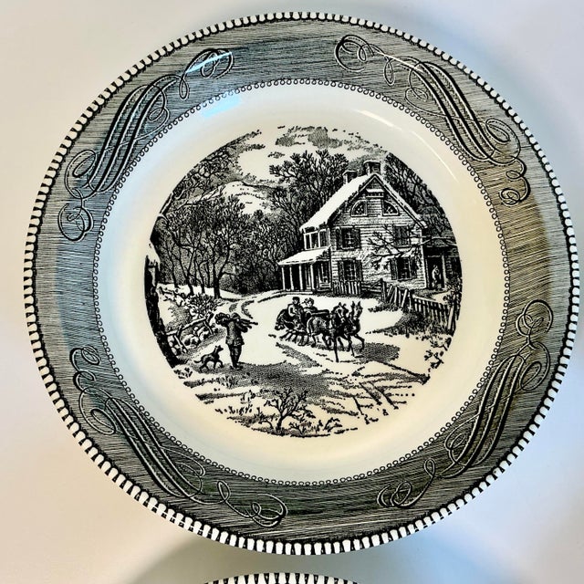 1970s 1970s Vintage Americana Boho Chic Jeannette China Black Supper Bowl-Plate - Set of 4. For Sale - Image 5 of 13