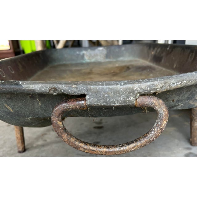 Antique Butcher’s Tray Table on Iron Stand – Primitive Industrial Meat Prep Basin, Early 1900s For Sale - Image 12 of 12