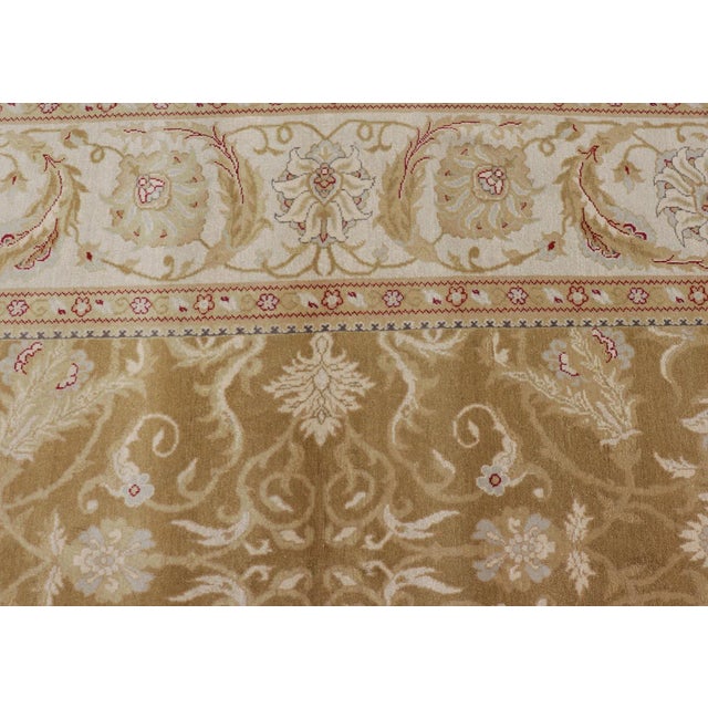 Tan Vintage Hand-Knotted Amritsar Rug With All-Over Floral Design in Neutral Tones For Sale - Image 8 of 12