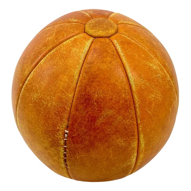 Mid-Century Leather Medicine Ball, 1950s For Sale