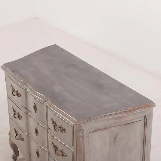 French Louis XV Style Painted Three Drawer Commode C 1945 For Sale - Image 9 of 10