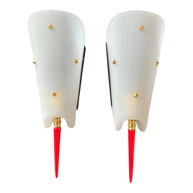 1960s Pair of Mid-Century Wall Sconces in the Style of Pierre Guariche For Sale