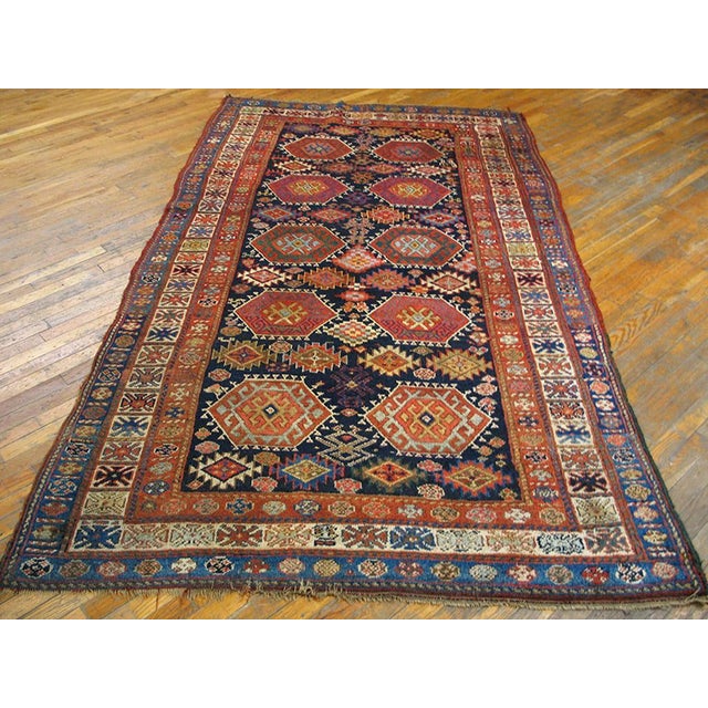 Antique Persian Tribal rug, size: 5'4" x 9'4". Antique Kurdish Persian Blue 1890s Blue Rug, Circa Date: 1890s. This...
