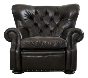 Ralph Lauren Style Cigar Leather Wingback Writers Chair