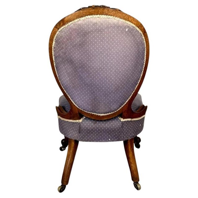 Victorian Mahogany Spoon Back Nursing Chair with Carved Cabriole Legs, 1850 For Sale - Image 4 of 7