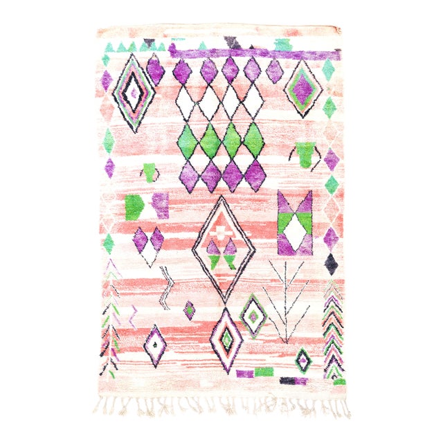 Vintage Moroccan Rug 6'7" X 10’0" For Sale