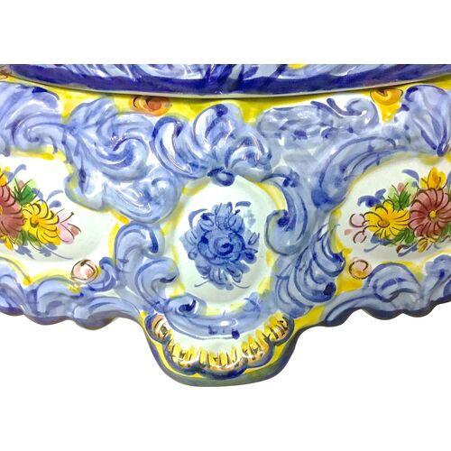 Ceramic Antique Blue & White & Floral Lidded Tureen For Sale - Image 7 of 9