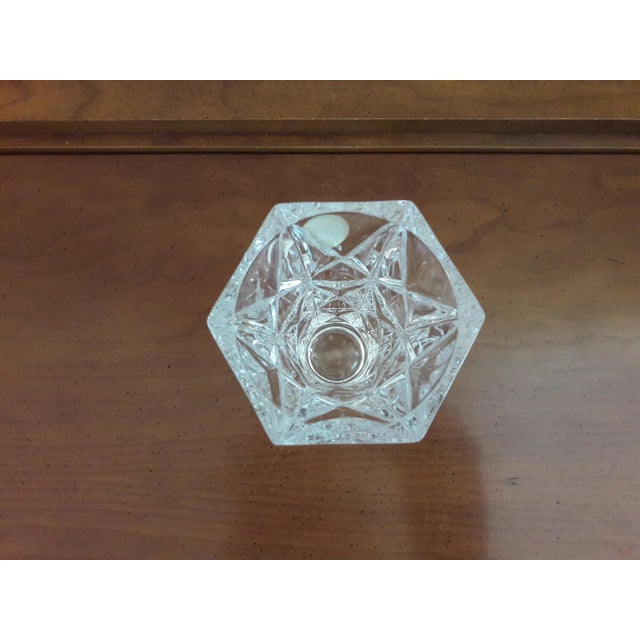 Mid 20th Century Vintage Cristal France Flower Vase Cross Hatch Pattern For Sale - Image 5 of 6