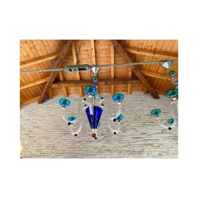 Glass Vintage Multicolor Murano Glass Chandelier from Simoeng, 1980s For Sale - Image 7 of 11