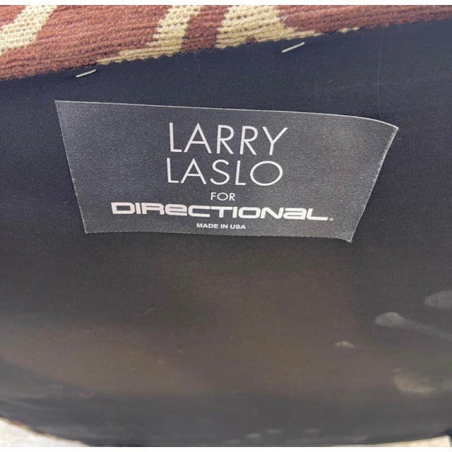 Postmodern Larry Laslo for Directional Zebra Pattern Wood Frame Lounge Club Chairs, a Pair For Sale - Image 3 of 9