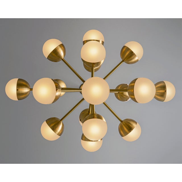 Brass Molecule Chandelier, Oval 17 Light Sputnik Pendant by Schwung For Sale - Image 10 of 12