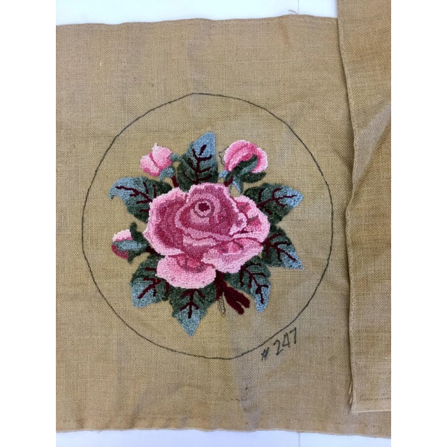 Farmhouse 1980s Vintage Punch Needle Embroidery Pillow Covers - A Pair For Sale - Image 3 of 9