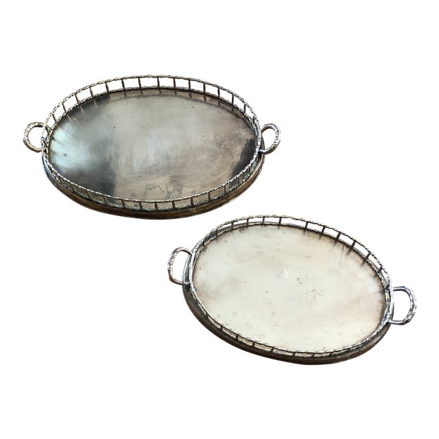 1970s Brass Golden Nesting Trays - a Pair For Sale