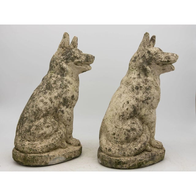 This exquisite pair of mid-20th-century concrete dogs, painted in a weathered white finish, exudes timeless elegance with...
