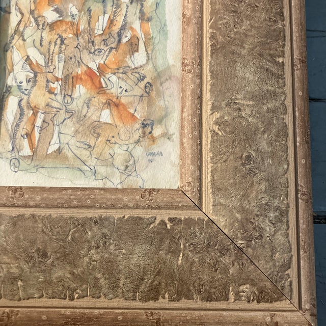 1940’s original surrealist modernist nude figure painting/ drawing by Wesley Lea, whose art was featured at the Downtown...