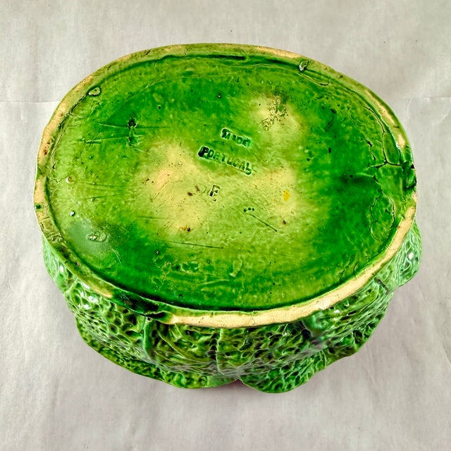 Rustic Portuguese Majolica Cabbage Leaf Tureen, Circa 1930s For Sale - Image 17 of 18