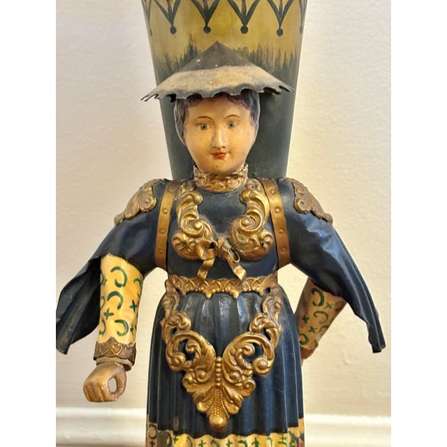 Chelsea House Inc 1980s Chinoiserie Hand Painted Tole Figural Lamps, a Pair For Sale - Image 4 of 12