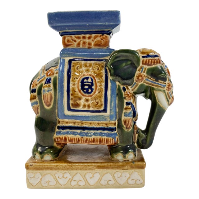 Vintage Ceramic Elephant Stand or Riser For Sale