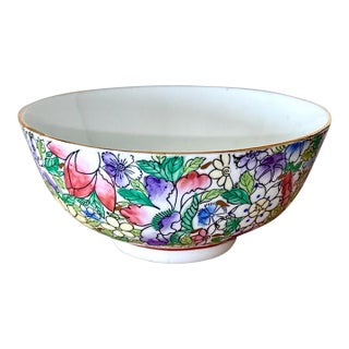 Vintage Hand Painted Chinese Floral Bowl For Sale