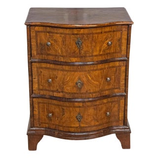 Italian 18th Century Walnut and Mahogany Three-Drawer, Serpentine Front Chest For Sale