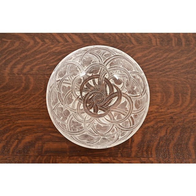 Mid 20th Century Lalique "Pinsons" Art Deco Frosted Crystal Glass Bowl For Sale - Image 5 of 10