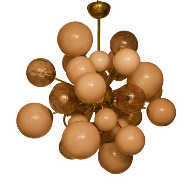 Mid-Century Murano Sputnik Pastel Pink Chandelier, 2000s For Sale