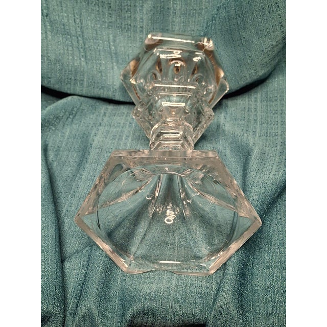 Antique Sandwich Flint Glass Whale Oil Lamp Ring & Oval Pattern Hex Base C. 1850 For Sale - Image 10 of 11