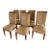 1930s Set of 6 French Art Deco Chestnut Dining Chairs in Geometric Silk Velvet For Sale