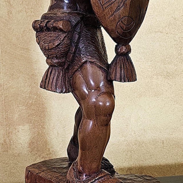 Vintage Hand-Carved Filipino Igorot Warrior Wood Sculpture – 23” For Sale - Image 14 of 18