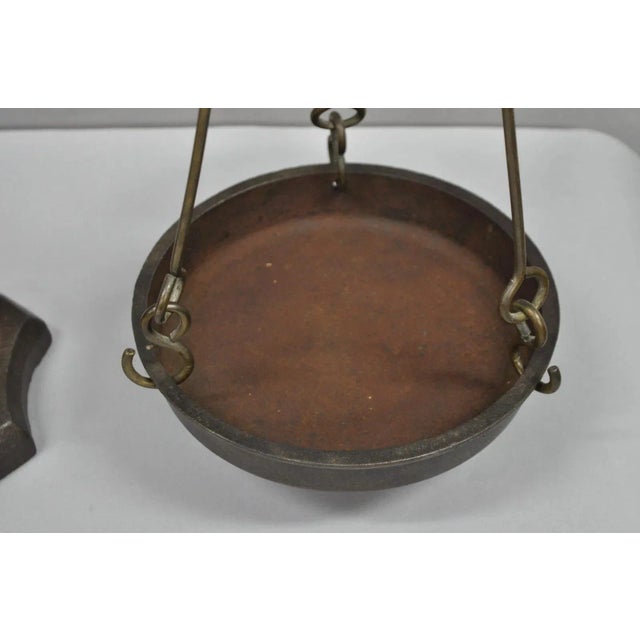 Mid 19th Century Antique English Gothic Arts & Crafts Hand Wrought Iron Balance Beam Scale For Sale - Image 11 of 12