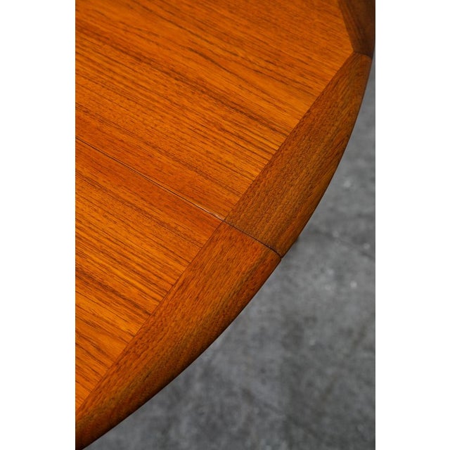 1960s Mid Century Danish Dining Table Teak Round Square Expanding Leaf Oval Denmark For Sale - Image 10 of 12