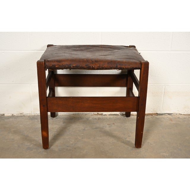 Brown Gustav Stickley Antique Mission Oak Arts & Crafts Stool or Ottoman, Circa 1910 For Sale - Image 8 of 10