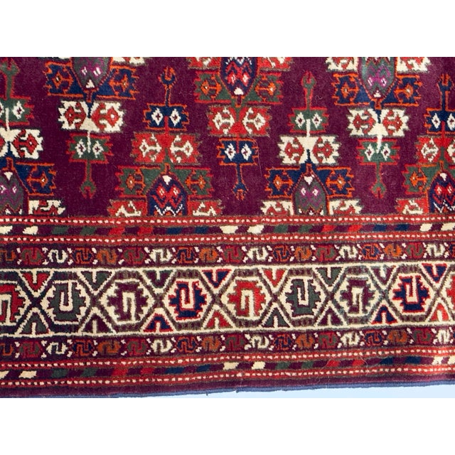 Burgundy Antique Fine Turkmen Tribal Runner 2’11” X 8’11” For Sale - Image 8 of 14