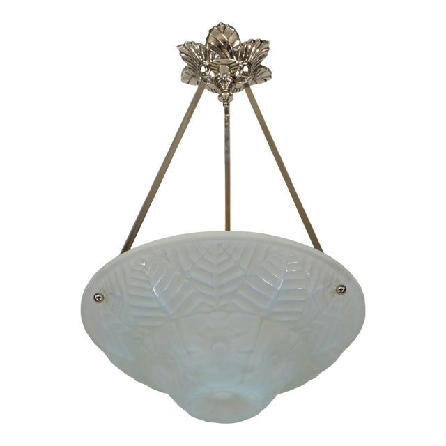 French Art Deco Pendant in Opalescent Glass by Charles Ranc - 1930 France For Sale