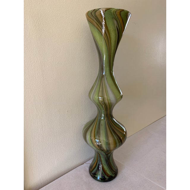 Swirled Italian Glass Tall Slender Vase Chairish