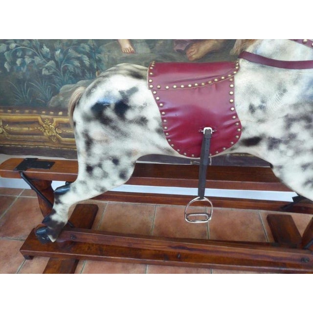Large English Dapple Grey Rocking Horse, 1940 For Sale - Image 18 of 18