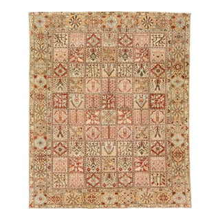 Handmade Antique Wool Rug Persian Bakhtiari With Multicolor Allover Pattern For Sale