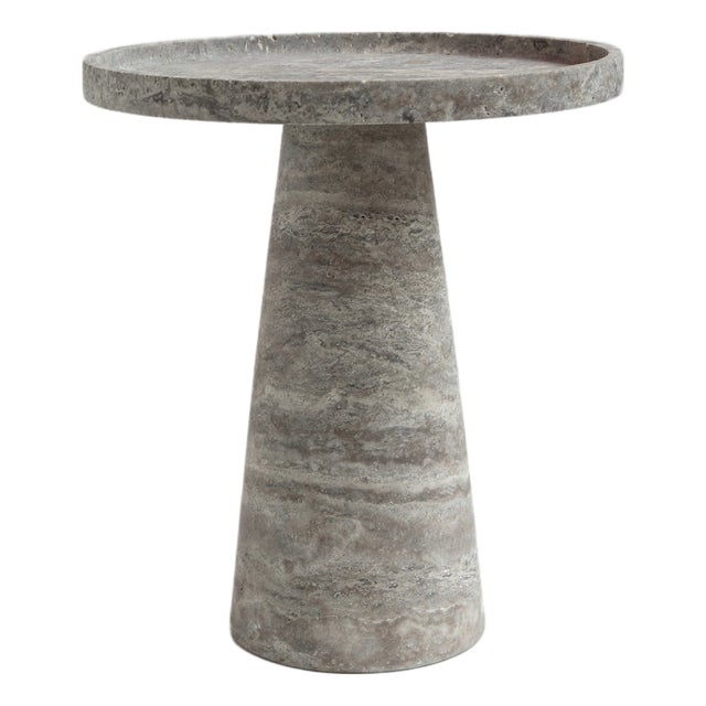 Silver Travertine Cone Side Table from Kiwano Concept For Sale