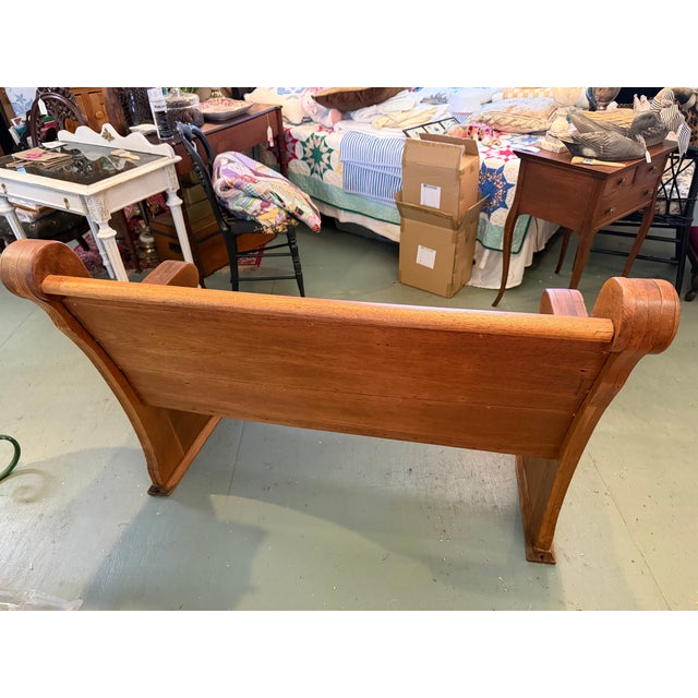 Vintage, Antique American Oak Pew Bench For Sale - Image 4 of 7