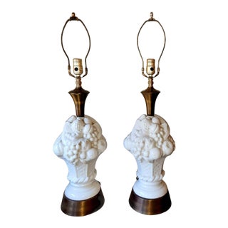 Vintage 1960s Italian Ceramic Fruit Topiary Lamps - a Pair For Sale