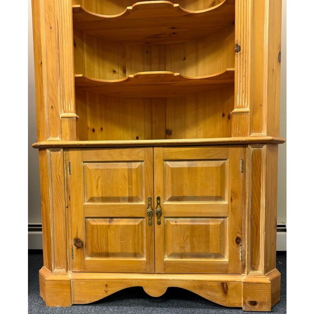 Harden Furniture Harden Scrubbed Pine Shell Carved Corner Cabinets - A Pair For Sale - Image 4 of 12