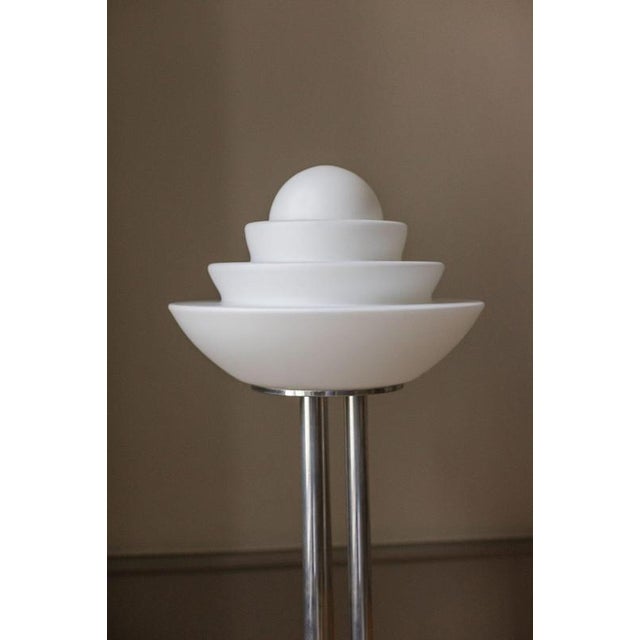 Vintage Italian lamp, 1970s Form merges with subtle futuristic aesthetics The lampshade consists of four tiers Polished...