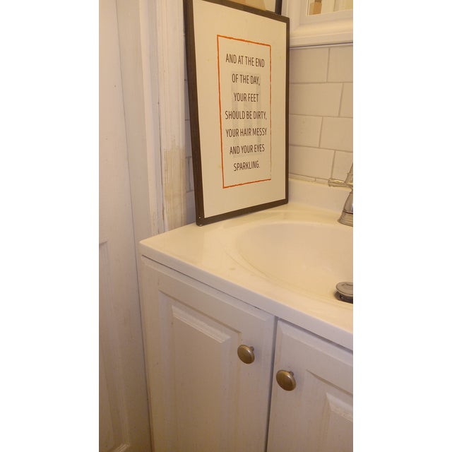 This reversible, dual-sided wall art features a printed inspirational quote on the front side and a completely hand-drawn,...