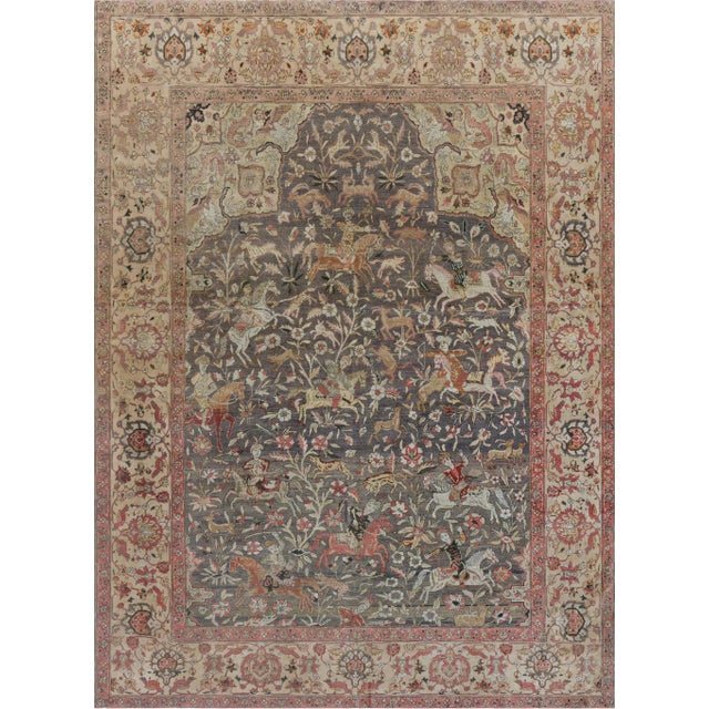 Doris Leslie Blau Antique Turkish Hereke Hunting Rug For Sale
