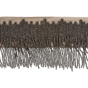 Schumacher Starling Beaded Fringe in Pewter