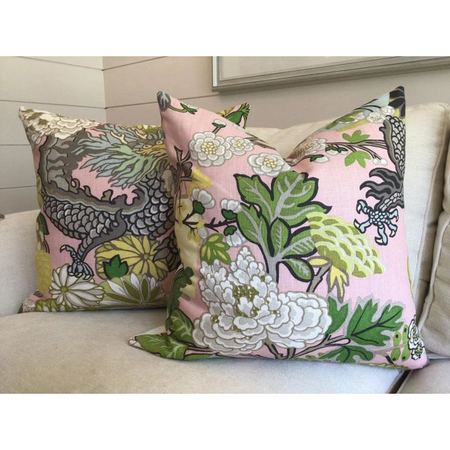 Asian Schumacher Pillows in Chiang Mai Blush- a Pair For Sale - Image 3 of 3