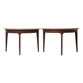 Antique Swedish Demi Lune Tables with Faux Mahogany Paint, Set of 2 For Sale