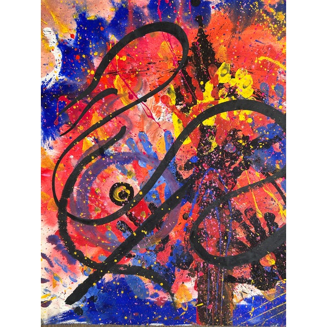 Mid-Century Modern Hendrik Grise Large Signed Original Abstract Expressionist Painting Mixed Media For Sale - Image 3 of 4