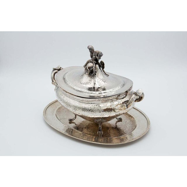 Hammered Silver Tureen with Tray For Sale - Image 6 of 6